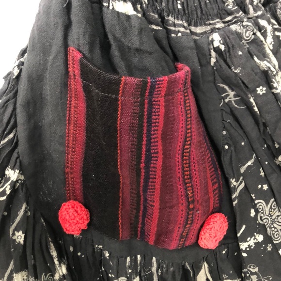 Black Patterned Boho Midi Skirt or Dress - Picture 3 of 4